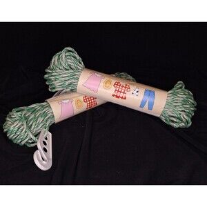 Plastic Clothes Line Rope with Hook, 70 ft x 2 bundles New The Home Store